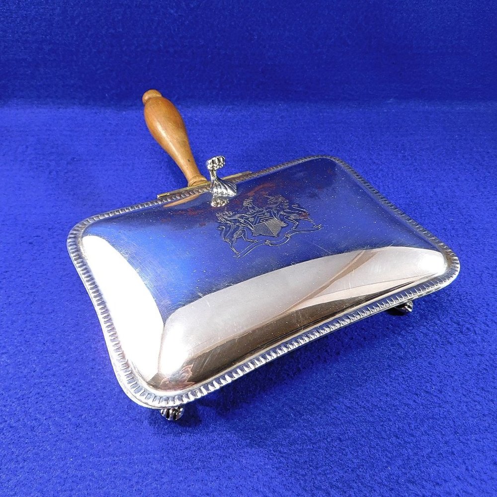 Vintage Sheffield Silent Butler Crumb Catcher Unicorn Shield Silverplate EPC 269